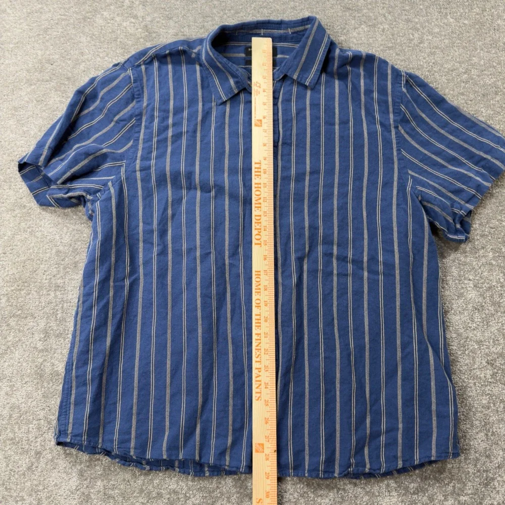 Banana Republic Shirt Mens XXL Blue White Striped Linen Blend Slim Fit 889550 06